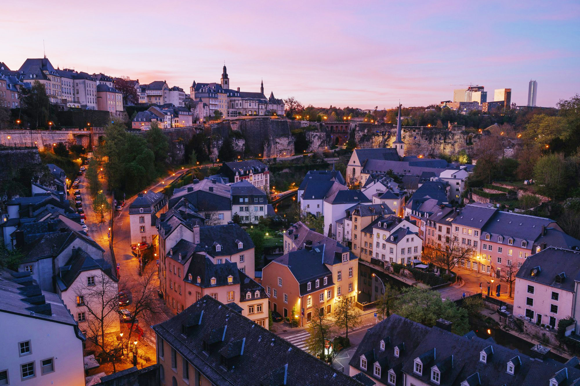 Luxembourg City at sunset